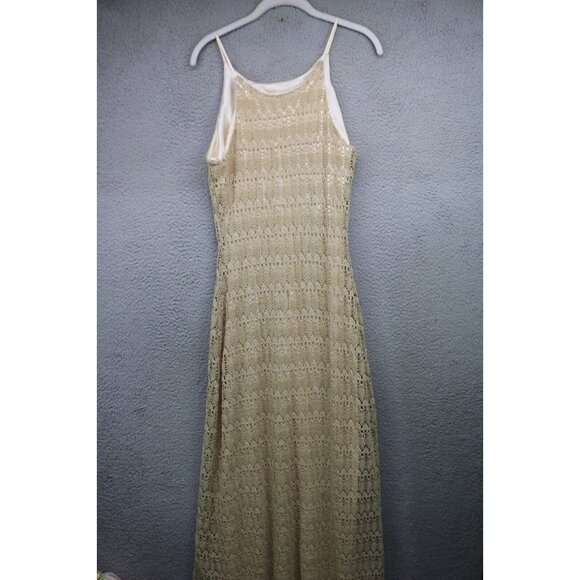 Vintage ALGO Crochet Sheer Maxi Dress-12-Lined with Satin-Cottagecore-Y2K - Picture 9 of 9